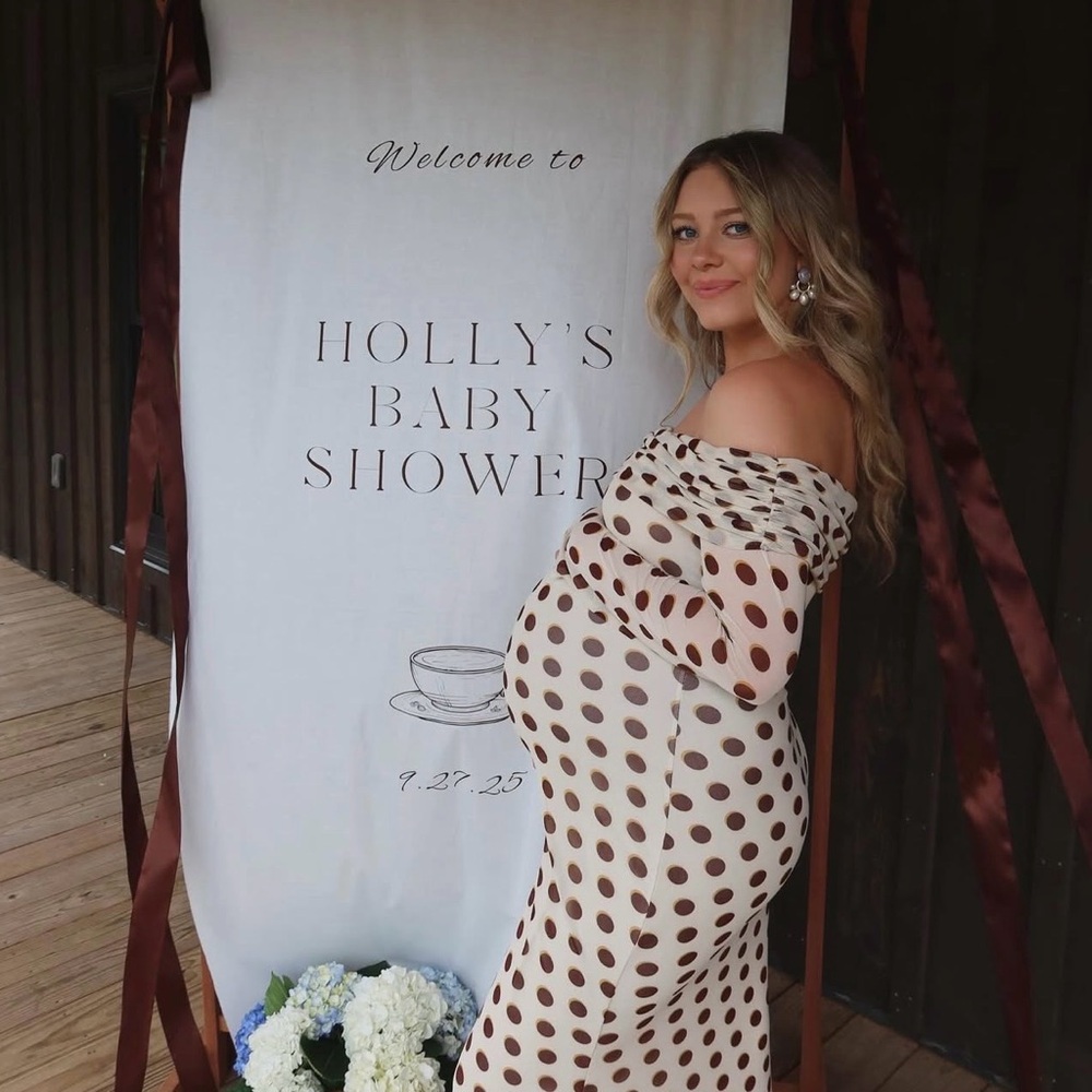Anthropologie Cream and Brown Polka Dot Long Sleeve Mesh Maxi Dress